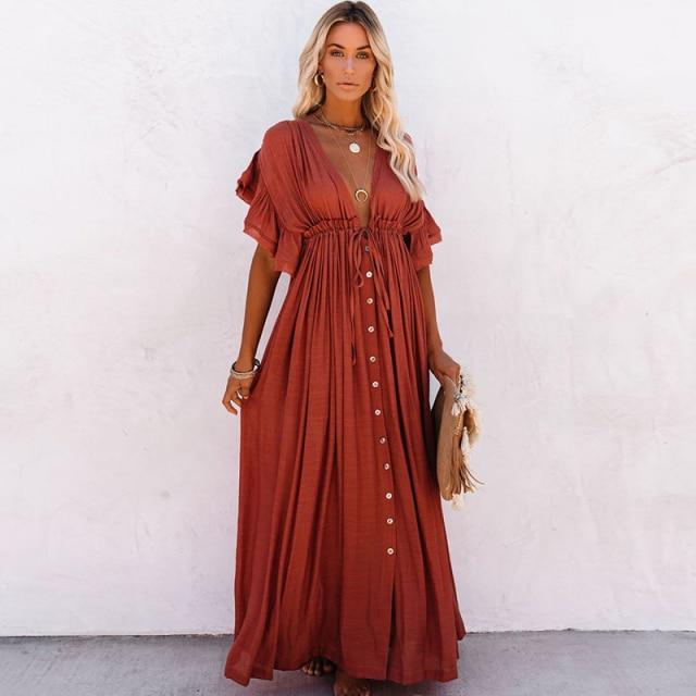 Boho Casual Summer Beach Cover Up Dress - Seldom Seen Styles