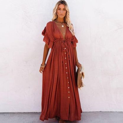 Boho Casual Summer Beach Cover Up Dress - Seldom Seen Styles