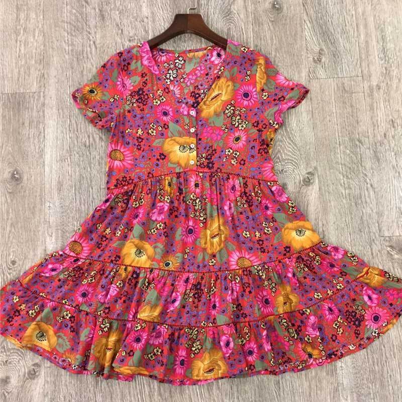 Boho Daisy Floral Print Mini Dress - Seldom Seen Styles