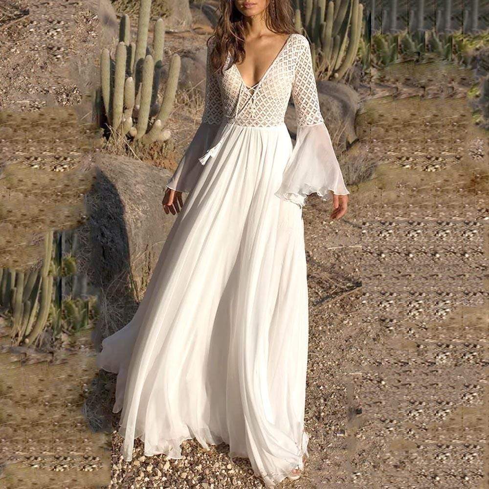 Boho High Waist Lace Maxi Dress - Seldom Seen Styles
