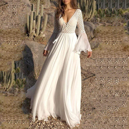 Boho High Waist Lace Maxi Dress - Seldom Seen Styles