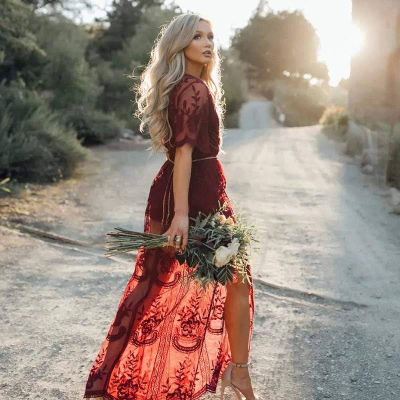 Boho Lace Tulle Maxi Dress - Seldom Seen Styles