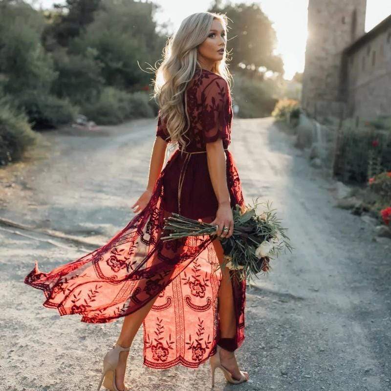 Boho Lace Tulle Maxi Dress - Seldom Seen Styles