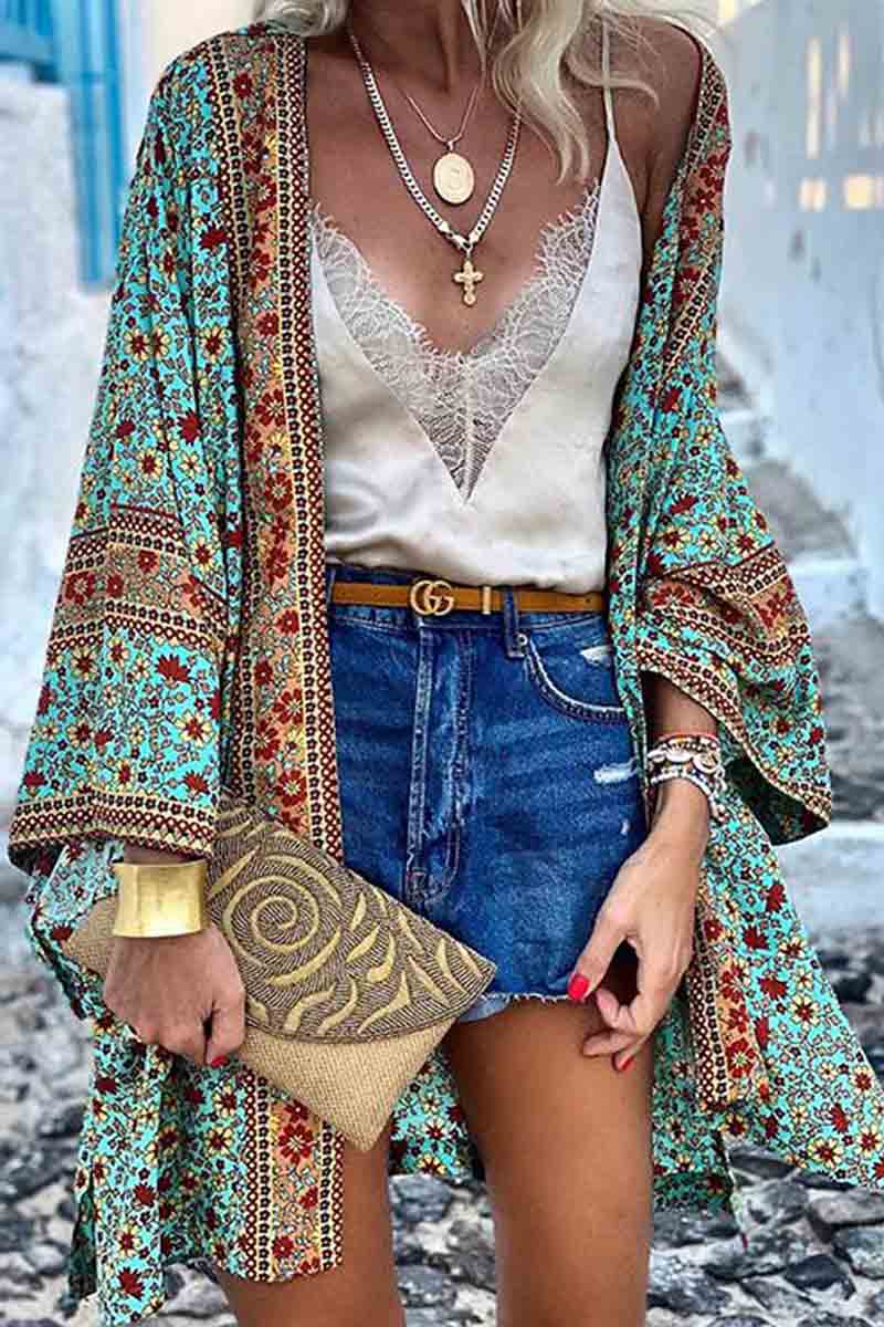Boho Print Loose Cardigan - Seldom Seen Styles
