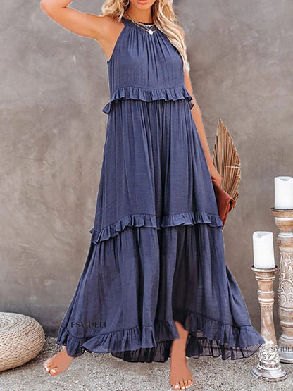 Boho Ruffle Pullover Summer Maxi Dress - Seldom Seen Styles