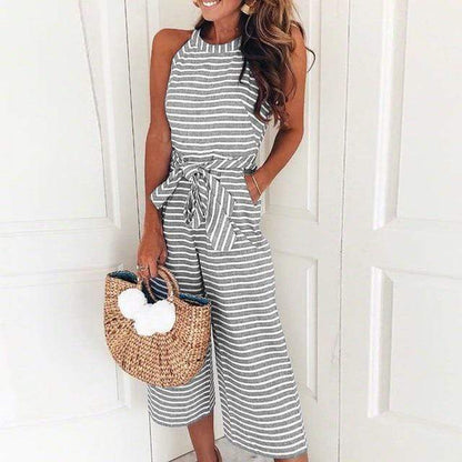Boho Striped Sleeveless Rompers - Seldom Seen Styles