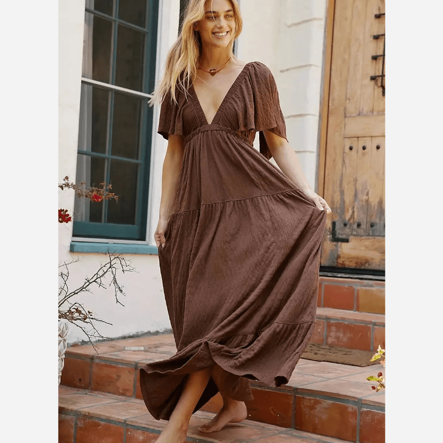 Boho V-Neck Backless Dress - Seldom Seen Styles