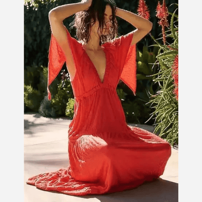 Boho V-Neck Backless Dress - Seldom Seen Styles