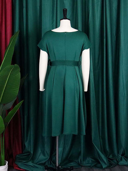 Bowknot Lace-Up Solid Color V-Neck Midi Dresses - Seldom Seen Styles