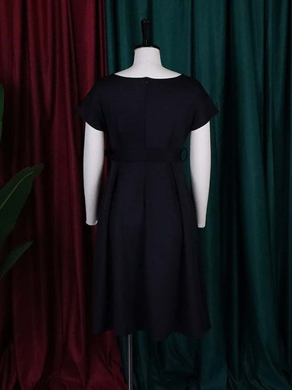 Bowknot Lace-Up Solid Color V-Neck Midi Dresses - Seldom Seen Styles