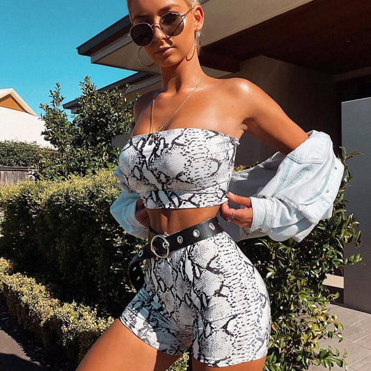 Boyshort Snake Bandeau Brazilian Two Piece Bikini Swimsuit - Seldom Seen Styles