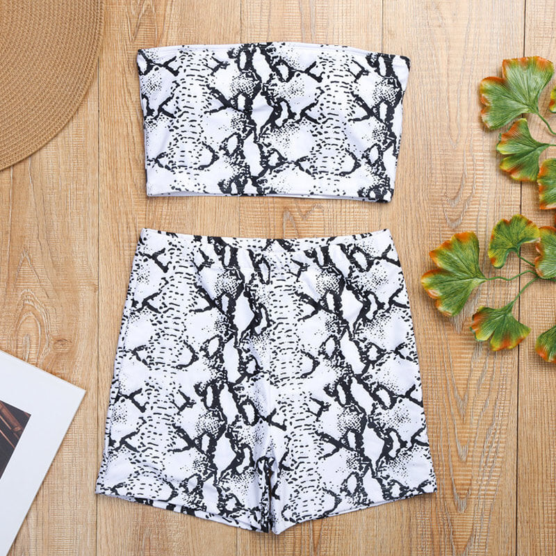 Boyshort Snake Bandeau Brazilian Two Piece Bikini Swimsuit - Seldom Seen Styles