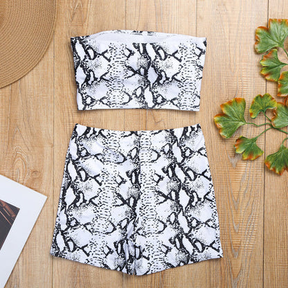 Boyshort Snake Bandeau Brazilian Two Piece Bikini Swimsuit - Seldom Seen Styles