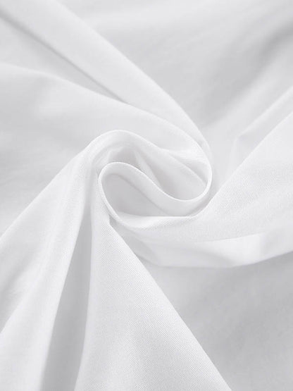 Buttoned Pleated Solid Color High Waisted Long Sleeves Lapel Shirt Dress Mini Dresses - Seldom Seen Styles