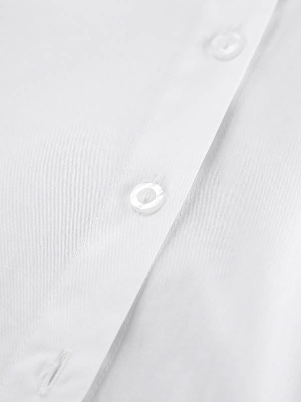 Buttoned Pleated Solid Color High Waisted Long Sleeves Lapel Shirt Dress Mini Dresses - Seldom Seen Styles