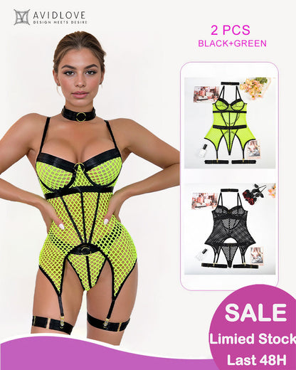 Fishnet Mesh Corset Bustier Lingerie