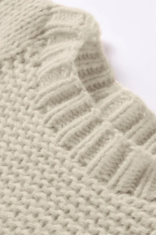 Cable  Crew Neck Sweater Women's Casual Oversized Sweaters Y2K Chunky Knit Pullover Tops Loose Sleeves Crew Neck Cable Knitted Sweater Tops - Seldom Seen Styles