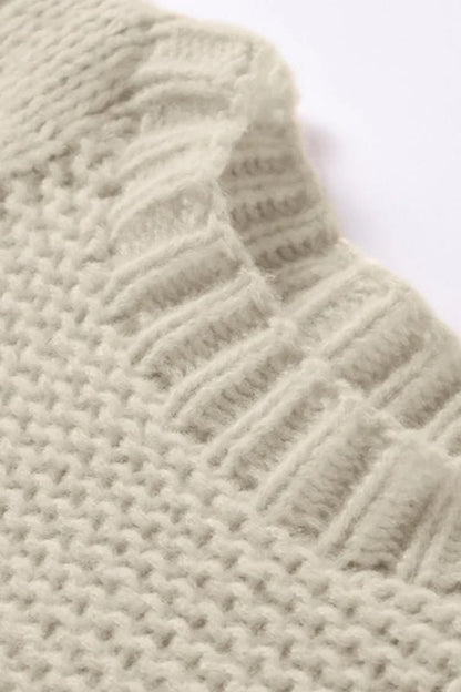 Cable  Crew Neck Sweater Women's Casual Oversized Sweaters Y2K Chunky Knit Pullover Tops Loose Sleeves Crew Neck Cable Knitted Sweater Tops - Seldom Seen Styles