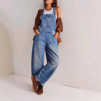 Calvia Wide-Leg Denim Overalls Causal Pant - Seldom Seen Styles