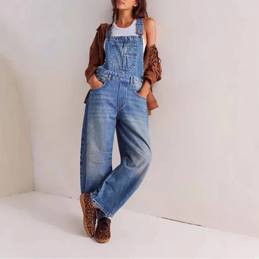 Calvia Wide-Leg Denim Overalls Causal Pant - Seldom Seen Styles