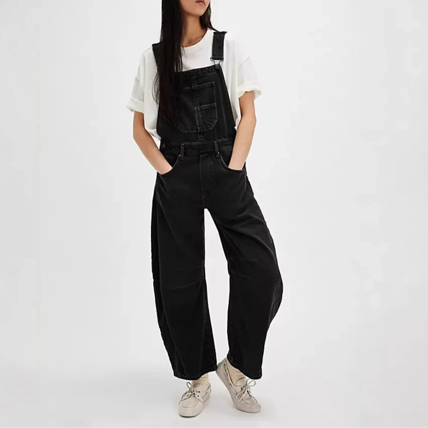 Calvia Wide-Leg Denim Overalls Causal Pant - Seldom Seen Styles