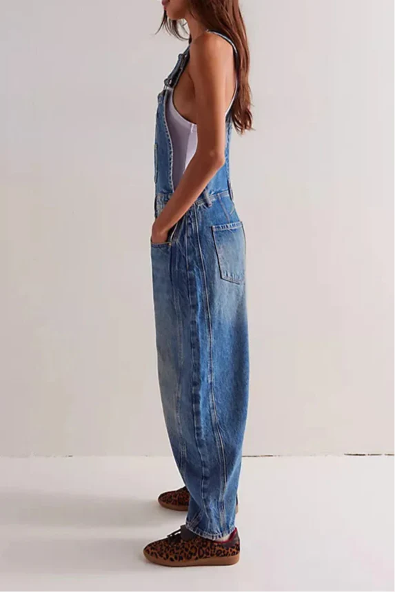 Calvia Wide-Leg Denim Overalls Causal Pant - Seldom Seen Styles