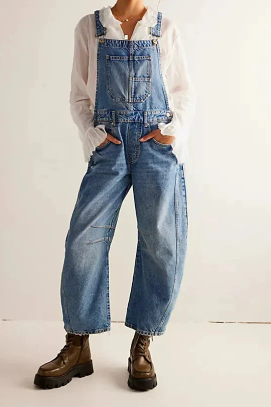 Calvia Wide-Leg Denim Overalls Causal Pant - Seldom Seen Styles