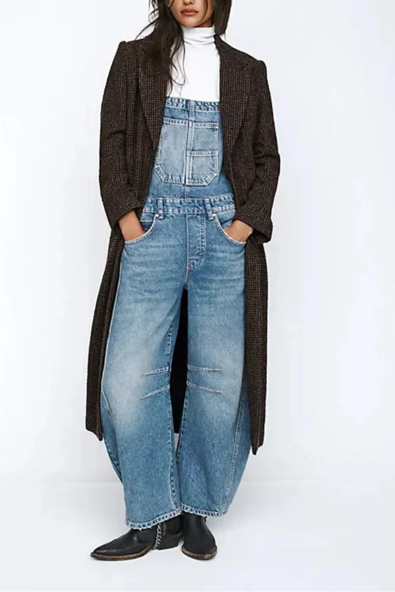 Calvia Wide-Leg Denim Overalls Causal Pant - Seldom Seen Styles