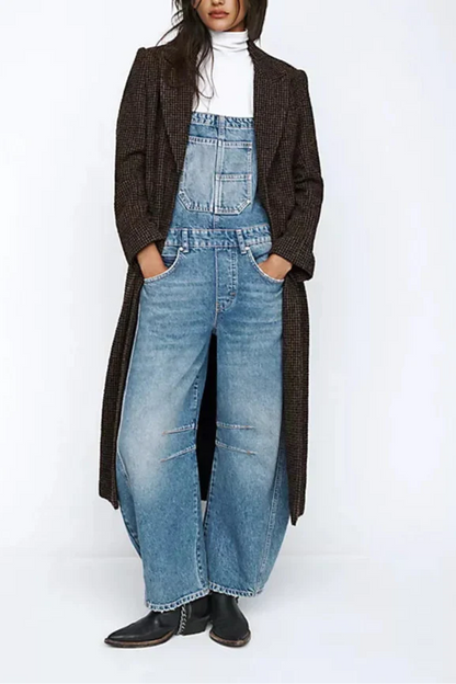Calvia Wide-Leg Denim Overalls Causal Pant - Seldom Seen Styles