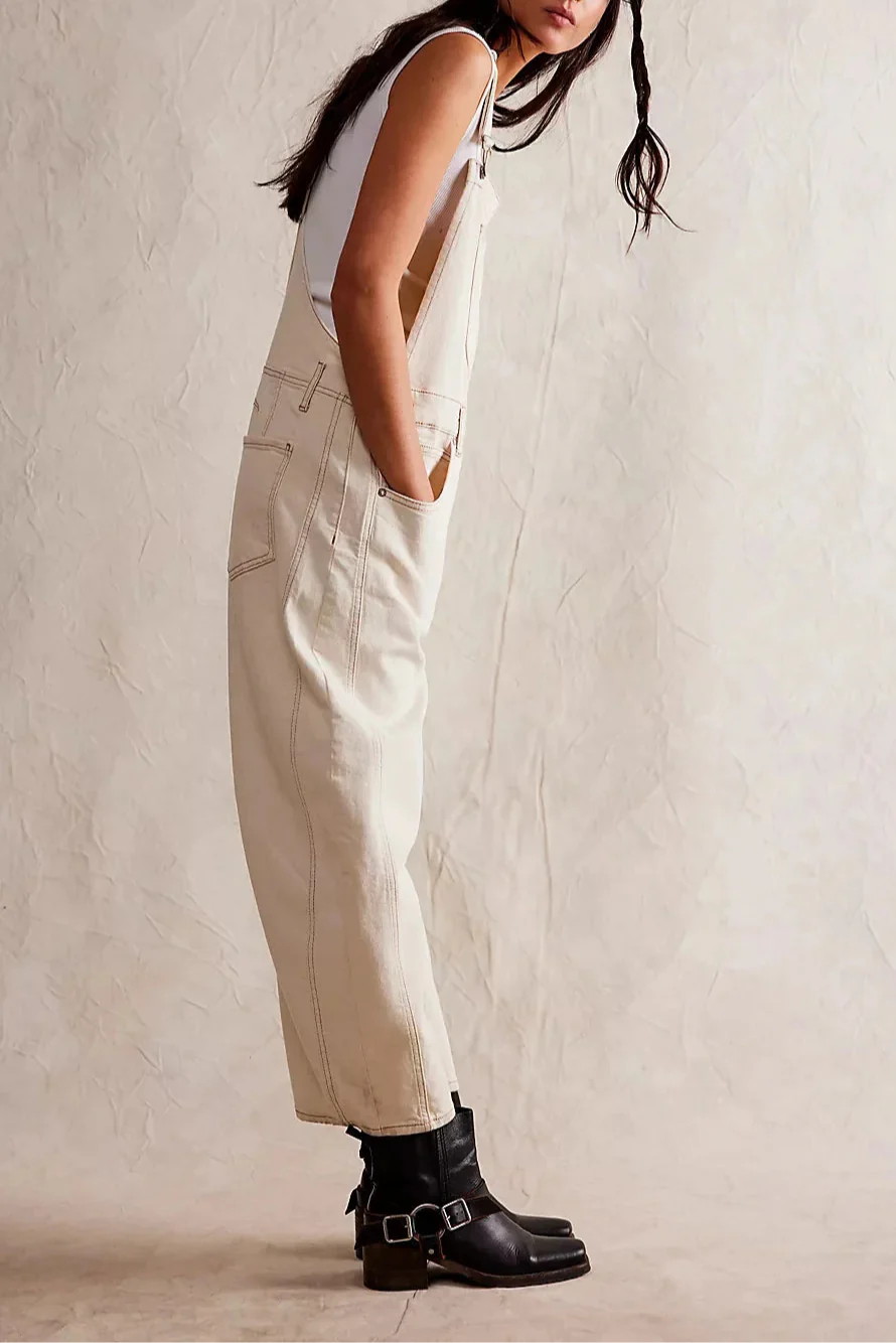 Calvia Wide-Leg Denim Overalls Causal Pant - Seldom Seen Styles