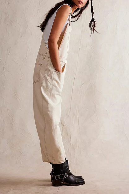 Calvia Wide-Leg Denim Overalls Causal Pant - Seldom Seen Styles