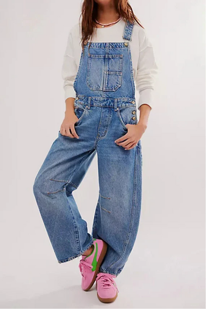 Calvia Wide-Leg Denim Overalls Causal Pant - Seldom Seen Styles