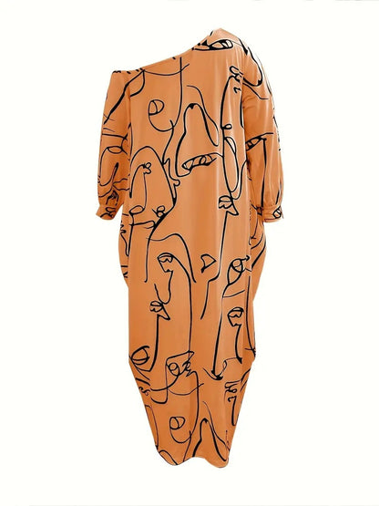 Casual Plus Size Maxi Dresses for Women Round Neck Long Sleeves Loose Sundress with Pockets - Seldom Seen Styles