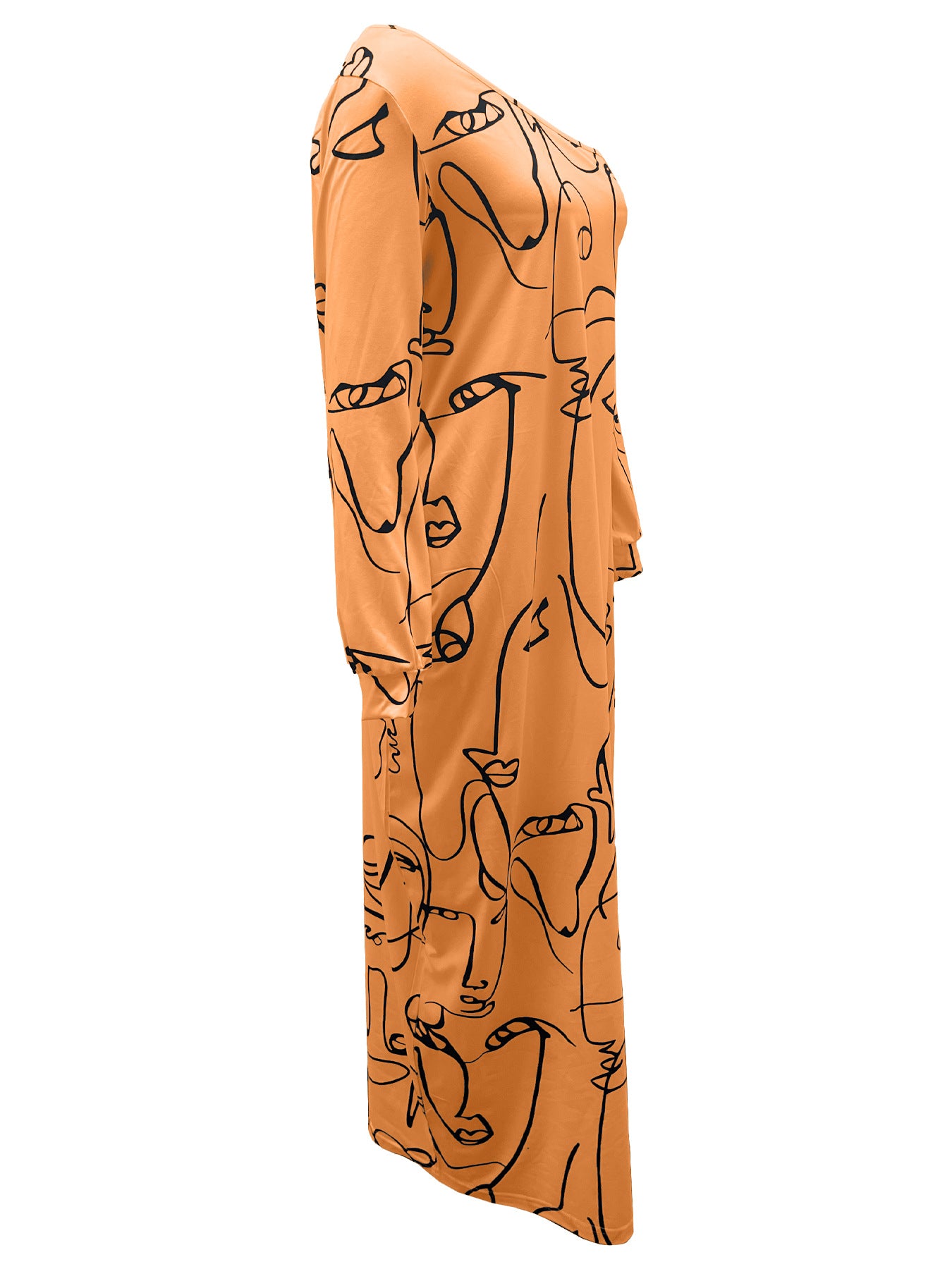 Casual Plus Size Maxi Dresses for Women Round Neck Long Sleeves Loose Sundress with Pockets - Seldom Seen Styles