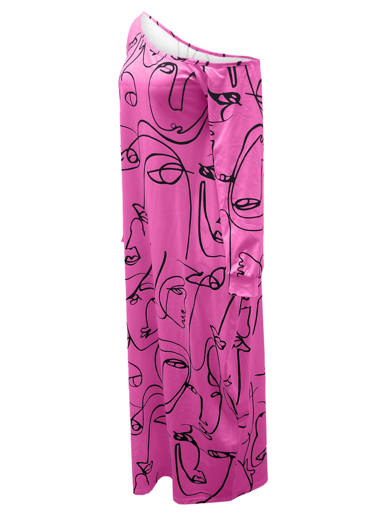 Casual Plus Size Maxi Dresses for Women Round Neck Long Sleeves Loose Sundress with Pockets - Seldom Seen Styles