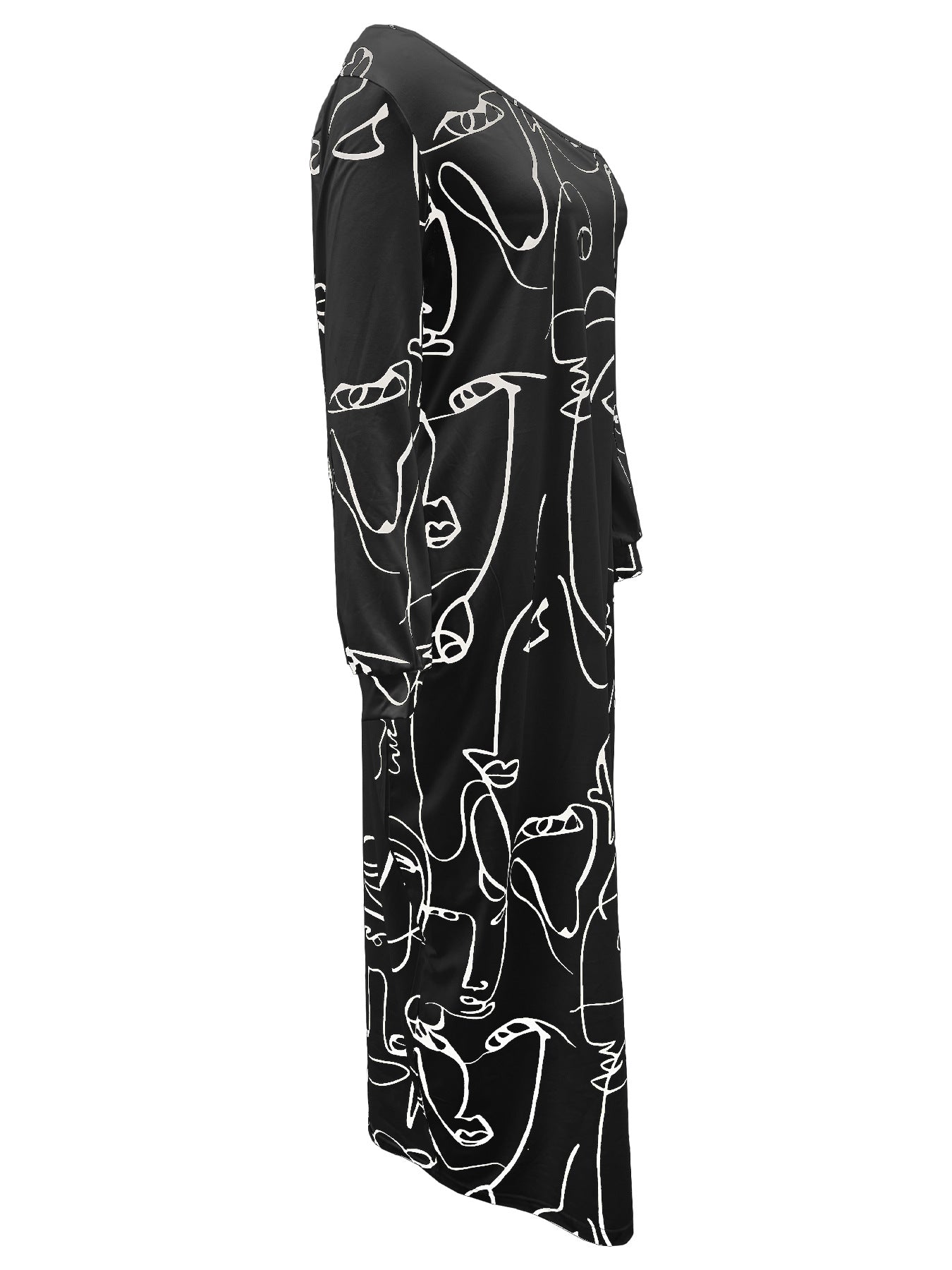 Casual Plus Size Maxi Dresses for Women Round Neck Long Sleeves Loose Sundress with Pockets - Seldom Seen Styles