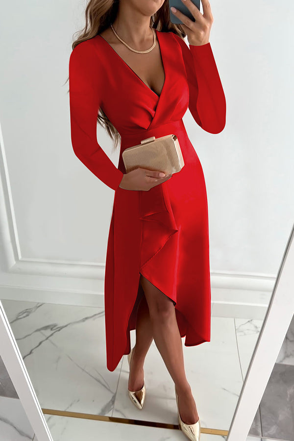 Charming Grace Ruffle Long Sleeve Midi Dress - Seldom Seen Styles