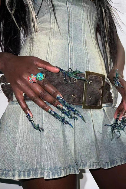 Chelsea Denim Kilt Mini Dress - Seldom Seen Styles