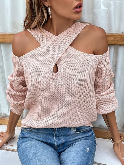 Chic Open Shoulder Knit Sweater - Seldom Seen Styles