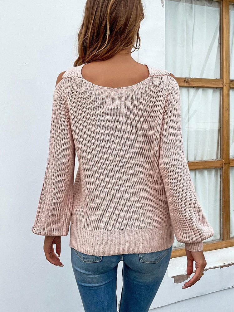 Chic Open Shoulder Knit Sweater - Seldom Seen Styles