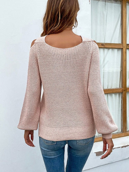 Chic Open Shoulder Knit Sweater - Seldom Seen Styles