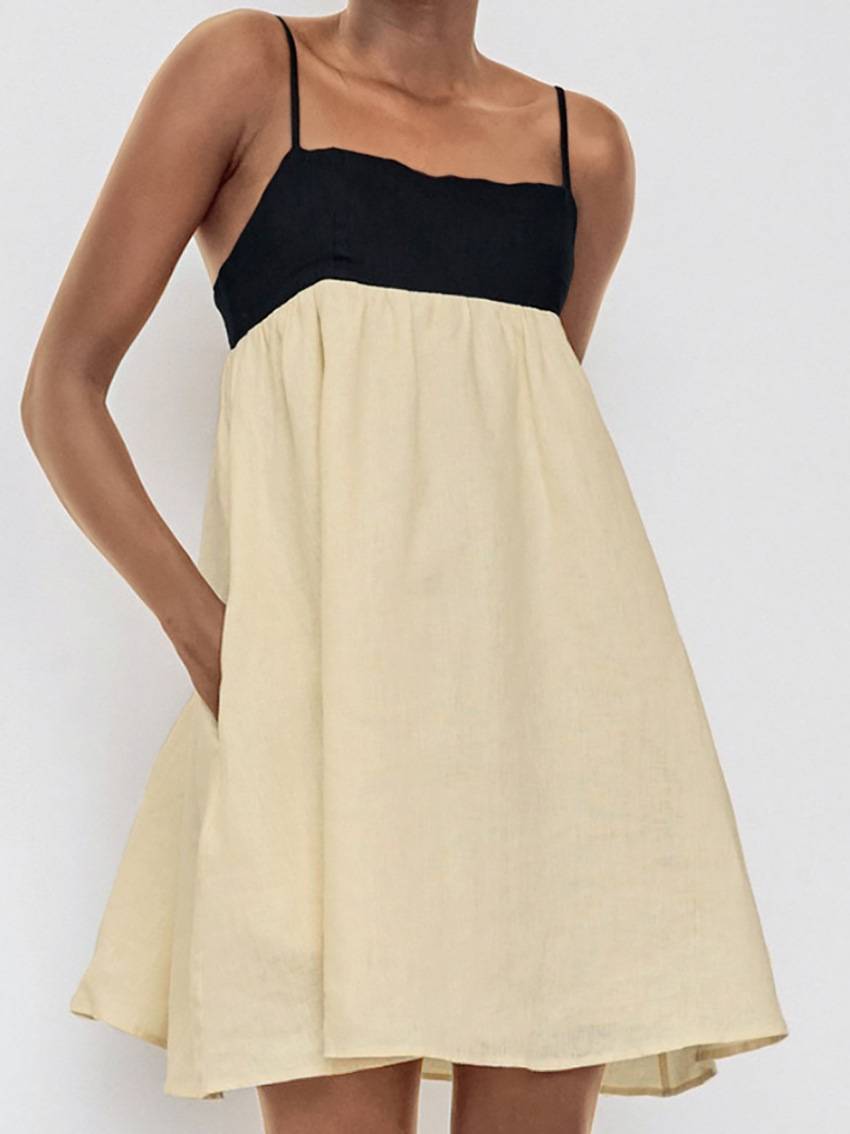 Contrast Color Strap Mini Dress - Seldom Seen Styles