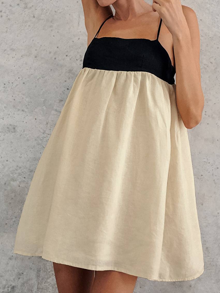 Contrast Color Strap Mini Dress - Seldom Seen Styles