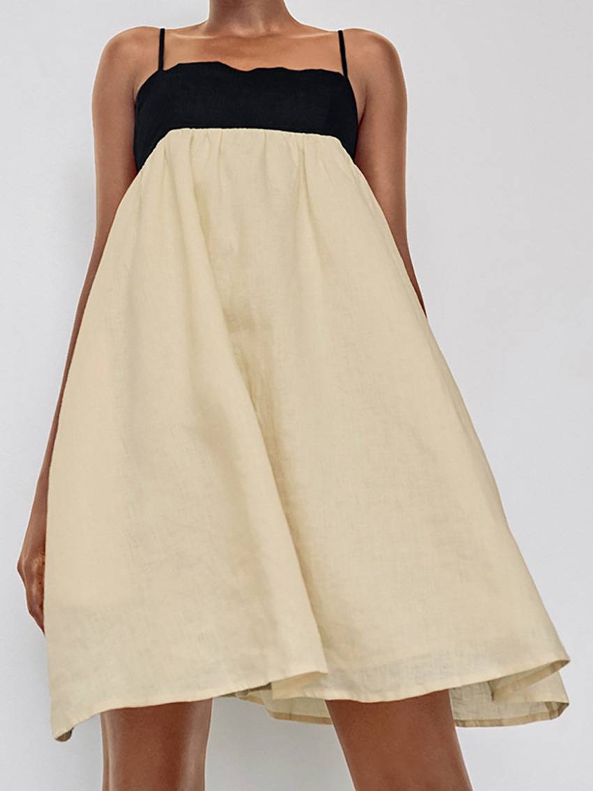 Contrast Color Strap Mini Dress - Seldom Seen Styles