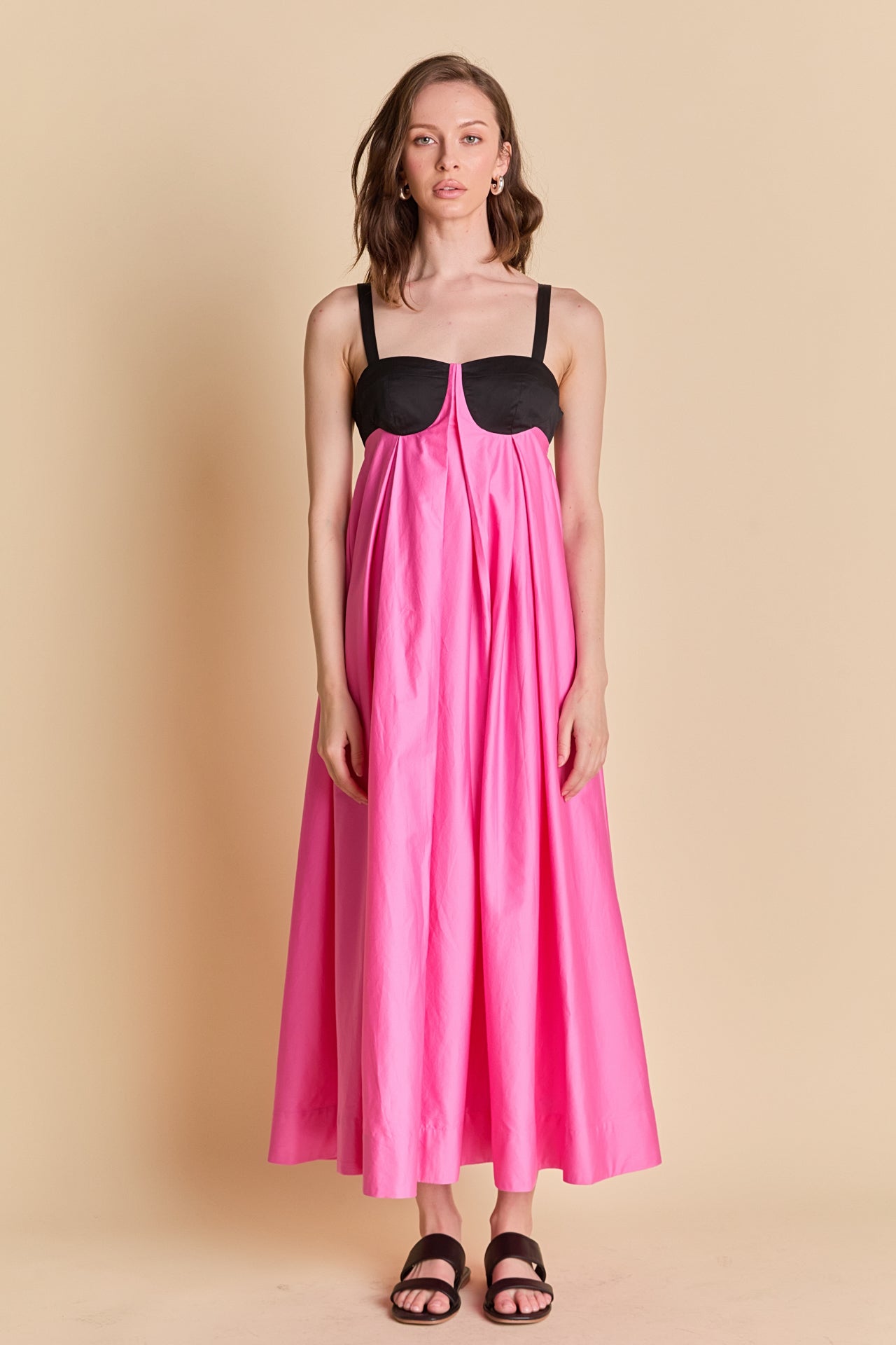 Contrast Open Back Maxi Dress Flowy Sundress Pink Birthday Dress - Seldom Seen Styles