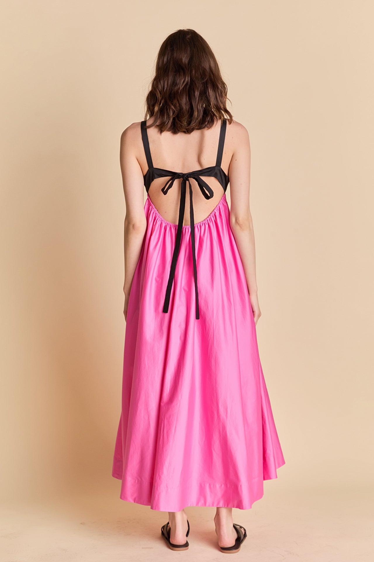 Contrast Open Back Maxi Dress Flowy Sundress Pink Birthday Dress - Seldom Seen Styles
