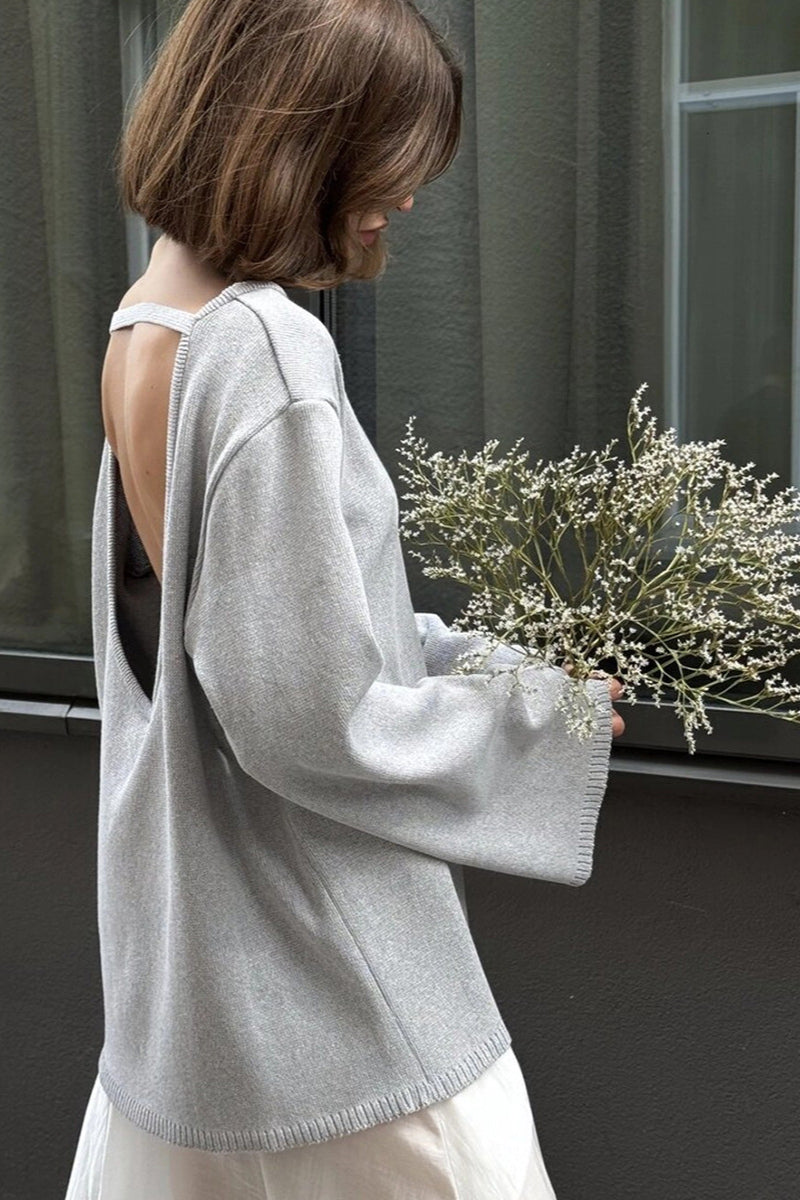 Cotton Loose Fit Off-Shoulder  for Women Winter Fashion Solid Color Pullover Tops Long Sleeve Casual Crewneck Outfits - Seldom Seen Styles