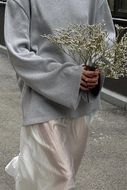 Cotton Loose Fit Off-Shoulder  for Women Winter Fashion Solid Color Pullover Tops Long Sleeve Casual Crewneck Outfits - Seldom Seen Styles