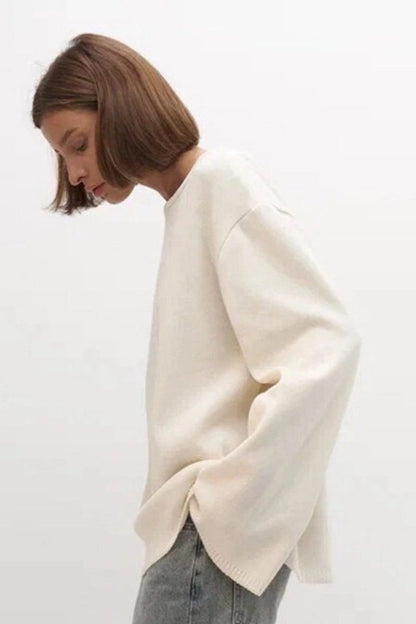 Cotton Loose Fit Off-Shoulder  for Women Winter Fashion Solid Color Pullover Tops Long Sleeve Casual Crewneck Outfits - Seldom Seen Styles