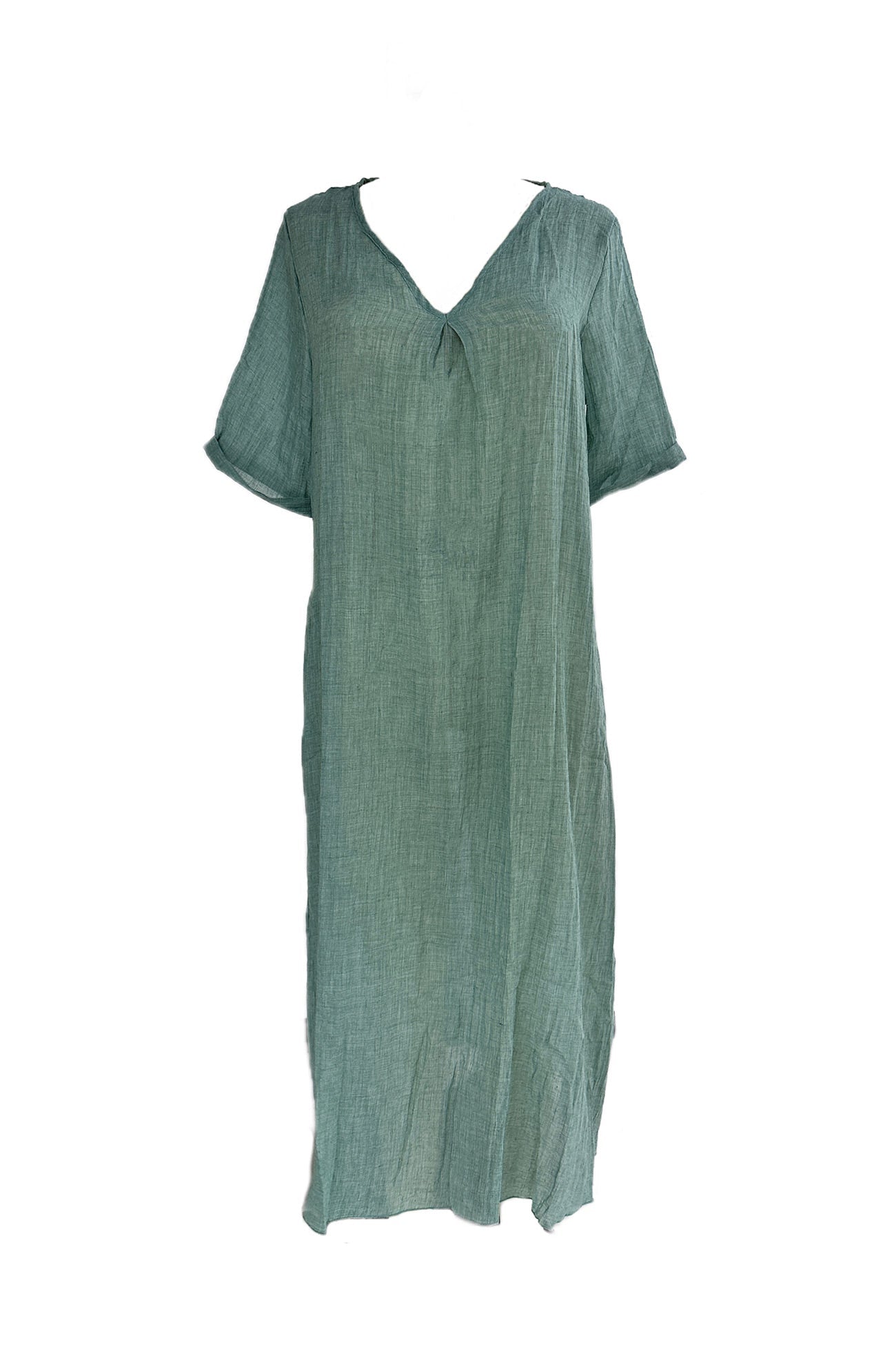 Cotton Solid V Neck Midi Dress - Seldom Seen Styles